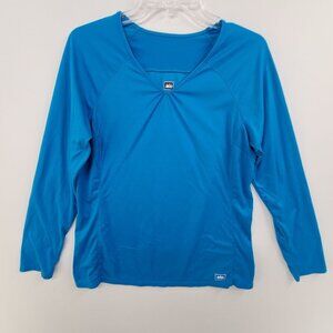 REI Women's Long Sleeve  Base Layer W mesh panels Pullover Top Blue Size L